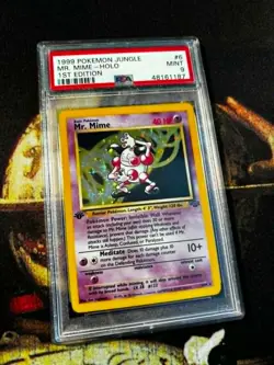 PSA 9 MINT 1999 Pokemon Jungle 1st Edition Mr Mime Holo #6 TCG - Image 1