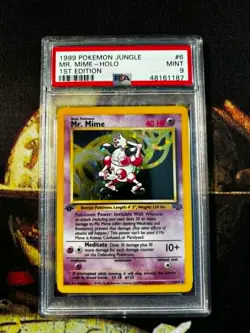 PSA 9 MINT 1999 Pokemon Jungle 1st Edition Mr Mime Holo #6 TCG - Image 2