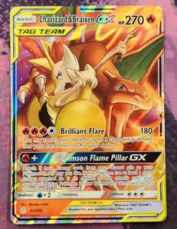 Pokemon: SM - Cosmic Eclipse: Holofoil Charizard & Braixen GX: LP Condition - Image 1