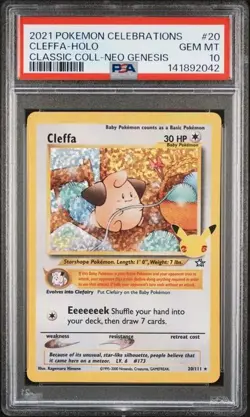 PSA 10 CLEFFA 20 CELEBRATIONS CLASSIC COLLECTION HOLO POKEMON GEM MINT BM - Image 1