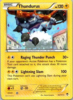 Pokemon TCG Thundurus 33/111 Furious Fists LP - Image 1