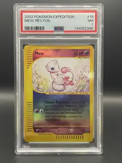 Pokemon MEW 19/165 Reverse Holo (2002 Expedition) PSA 7 - Image 1