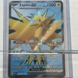 2023 Pokemon 151 Card ZAPDOS EX Full Art Foil Holo Ultra Rare 192/165 - Image 1