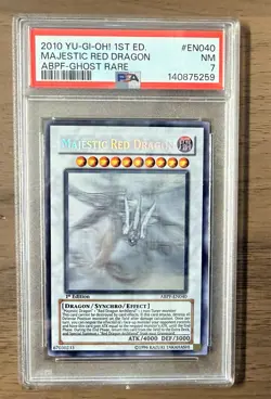 2010 YU-GI-OH 1st EDITION MAJESTIC RED DRAGON GHOST RARE ABPF-EN040 PSA 7 - Image 1
