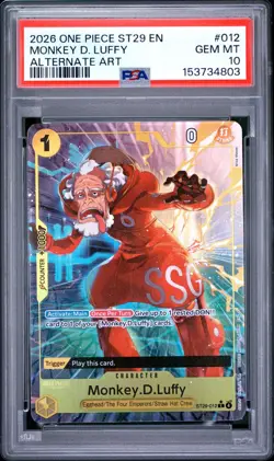 2026 ONE PIECE STARTER DECK ST29: EGGHEAD #012 MONKEY D LUFFY ALT ART PSA 10 - Image 1
