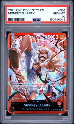 2025 ONE PIECE ST21 #001 GEAR 5 MONKEY D. LUFFY LEADER ENGLISH PSA 10 GEM MINT - Image 1