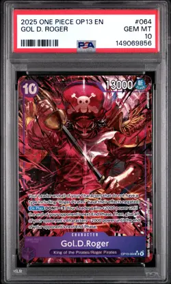 2025 ONE PIECE OP13 #064 CARRYING ON HIS WILL GOL D ROGER ALT ART PSA 10 - Image 1