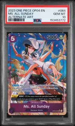 2023 ONE PIECE OP04 #064 MS. ALL SUNDAY KINGDOMS OF INTRIGUE ALT ART PSA 10 - Image 1