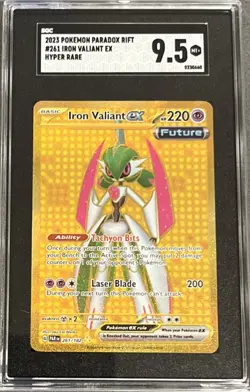 2023 POKEMON PARADOX RIFT HYPER RARE HOLO #261 IRON VALIANT EX SGC 9.5 Mint+ - Image 1