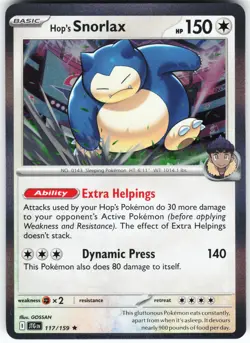 Hop's Snorlax 117/159 Pokemon SV09: Journey Together Holo Rare NM - Image 1