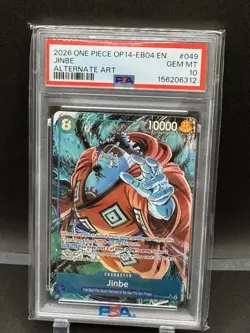 Jinbe - One Piece Azure Seas Seven OP14 EB04-049 Alternate Art PSA 10 - Image 1