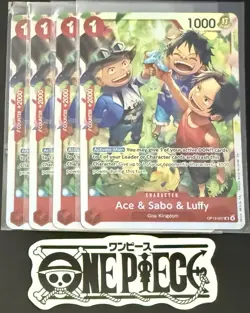 4x One Piece OP13-007 SR - Ace & Sabo & Luffy - EN - Foil - Playset - TCG - NM/M - Image 1