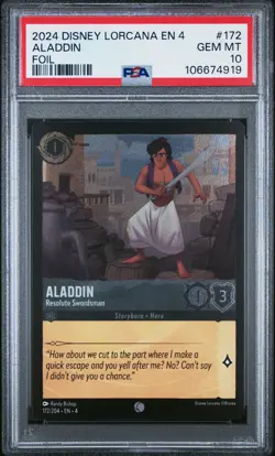 Aladdin Resolute Swordsman Cold Foil PSA 10 Ursula's Return Disney Lorcana - Image 1