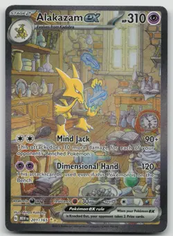 NM Alakazam ex 201/165 SV: Scarlet & Violet 151 Pokemon TCG Card Full Art - Image 1