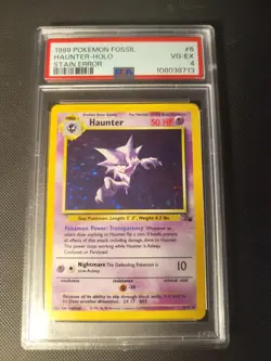 1999 Pokemon Fossil #6 Haunter Holo Stain Error PSA 4 VG-EX - Image 1