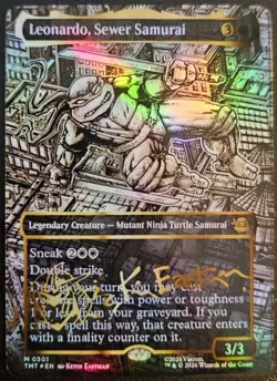 Leonardo, Sewer Samurai (Borderless) (Gold-Stamped Signature) Playtest Card - Image 1