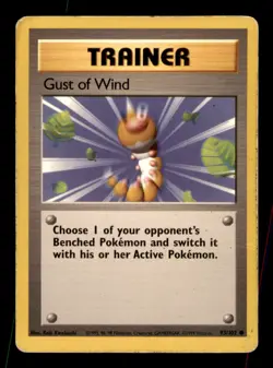 Gust of Wind 93/102 Common Base Set Shadowless Pokemon Unlimited Damaged - Image 1