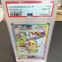 The Pokemon Company Pokemon TCG Pikachu ex 122/106 Sv8 Holo Full Art PSA 10 JP - Image 1