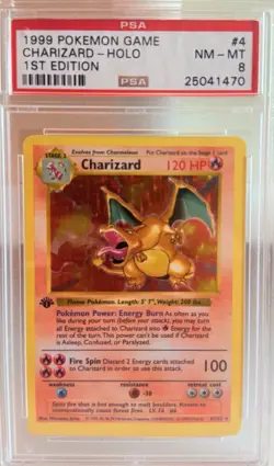1999 Pokemon Charizard 1st Edition Shadowless Holo PSA 8 #4/102 English - Image 1