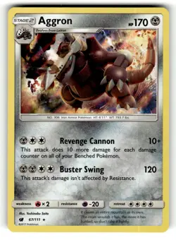 Aggron 67/111 Rare Crimson Invasion Holo Pokemon Lightly Played - Image 1