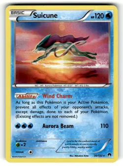 Suicune 30/122 Rare BREAKpoint Holo Pokemon Lightly Played - Image 1