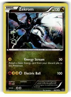 Zekrom 64/108 Rare Roaring Skies Holo Pokemon Lightly Played - Image 1
