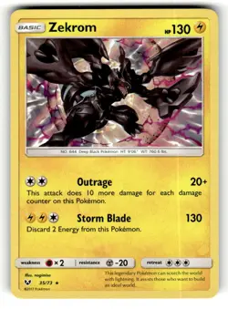 Zekrom 35/73 Rare Shining Legends Holo Pokemon Lightly Played - Image 1