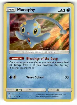 Manaphy 25/73 Rare Shining Legends Holo Pokemon Lightly Played - Image 1