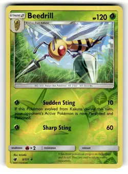 Beedrill 3/111 Rare Crimson Invasion Reverse Holo Pokemon Near Mint - Image 1