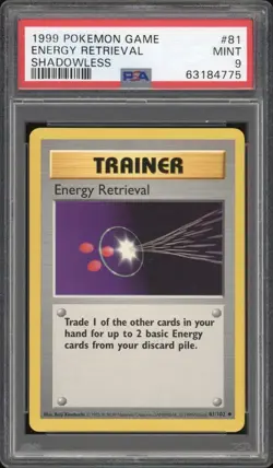 1999 Pokemon Game Shadowless Base Set Energy Retrieval 81/102 PSA 9 MINT - Image 1