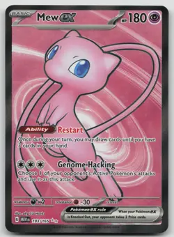 Pokemon TCG Mew Ex 193/165 Ultra Rare Full Art Scarlet & Violet 151 Mint Mew - Image 1