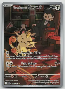 Pokemon TCG Team Rockets Meowth 203/182 Illustration Rare Destined Rivals - Image 1