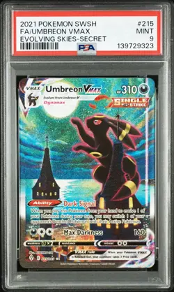 Pokemon TCG SWSH07 Evolving Skies Umbreon VMAX Alt Art Secret 215/203 PSA 9 - Image 1