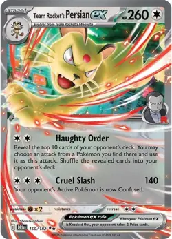 Pokemon TCG SV10: Destined Rivals Team Rocket's Persian ex 150/182 Holo Double R - Image 1