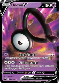 Pokemon TCG SWSH12: Silver Tempest Unown V 065/195 Holo Ultra Rare - Image 1