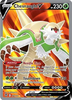 Pokemon TCG SWSH12: Silver Tempest Chesnaught V Full Art 171/195 Holo Ultra Rare - Image 1