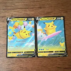 Nintendo Pokemon TCG Flying Pikachu V & Surfing Pikachu V Holo 006/025 008/025 - Image 2