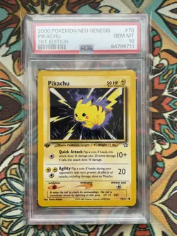 2000 Pokemon Pikachu Neo Genesis 1st Edition #70 PSA 10 - POP 408 - Image 1