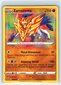 Zamazenta 102/185 Amazing Rare Vivid Voltage Pokemon Near Mint - Image 1