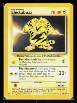 Electabuzz Rare Pokemon Base Set 020/102 HP - Image 1