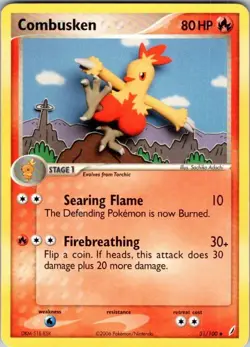 Combusken 31/100 Uncommon Crystal Guardians Pokemon Damaged - Image 1