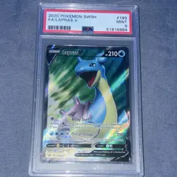 Pokemon Lapras V 189/202 Sword & Shield Full Art Holo PSA 9 English - Image 1