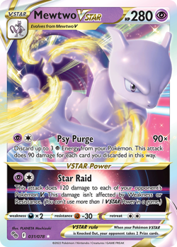 Mewtwo VSTAR 031/078 Holo VSTAR Rare Pokemon GO Pokemon Near Mint - Image 1
