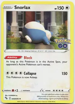 Snorlax 055/078 Holo Rare Pokemon GO Pokemon Holo Near Mint - Image 1