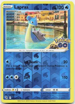 Lapras 023/078 Holo Rare Pokemon GO Pokemon Reverse Holo Near Mint - Image 1