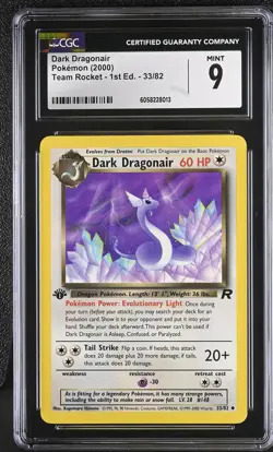 Pokemon CGC 9 Dark Dragonair 33/82 - Team Rocket - 1st Ed., 2000 - Image 1