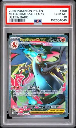 MEGA CHARIZARD X EX 109/094 2025 POKEMON PHANTASMAL FLAMES ULTRA RARE PSA 10 🔥 - Image 1