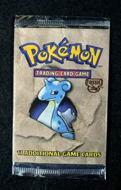 Pokemon - FOSSIL - Booster pack - Lapras Artwork *EMPTY WRAPPER* VINTAGE 1996 - Image 1