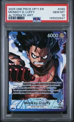 2025 ONE PIECE OP11-A FIST OF DIVINE SPEED ALTERNATE ART MONKEY D. LUFFY PSA 10 - Image 1