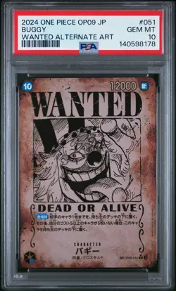 2024 One Piece Japanese Op09 Buggy Wanted Alternate Art PSA 10 #051 - Image 1